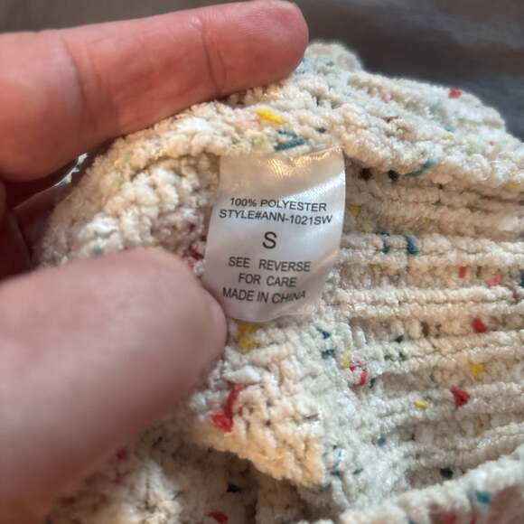 Cream Chunky Knit Sweater with Colorful Flecks One Size - Picture 4 of 4
